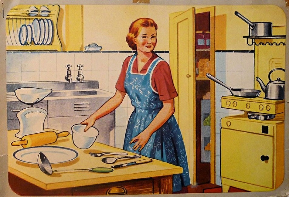 illustration of woman in 1950s kitchen